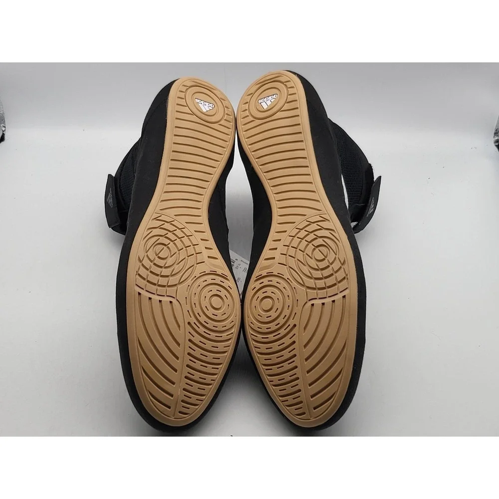 Adidas HVC 2 Wrestling Shoes Mens 16 NWOB Black White MMA Boxing Gum‎ AQ3325